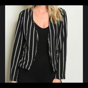 Black & White Long Sleeved Striped Blazer